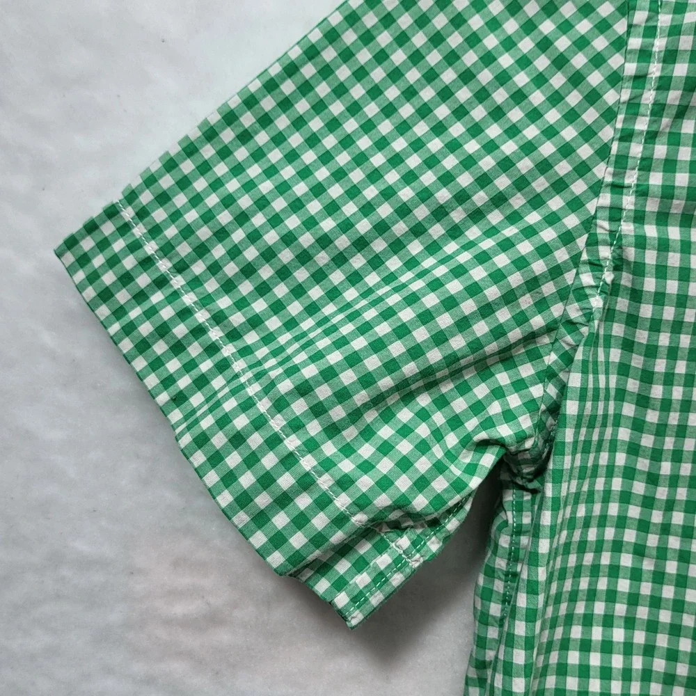 Ralph Lauren Kids Green Gingham Short Sleeve Button Down Shirt Size M 10-12